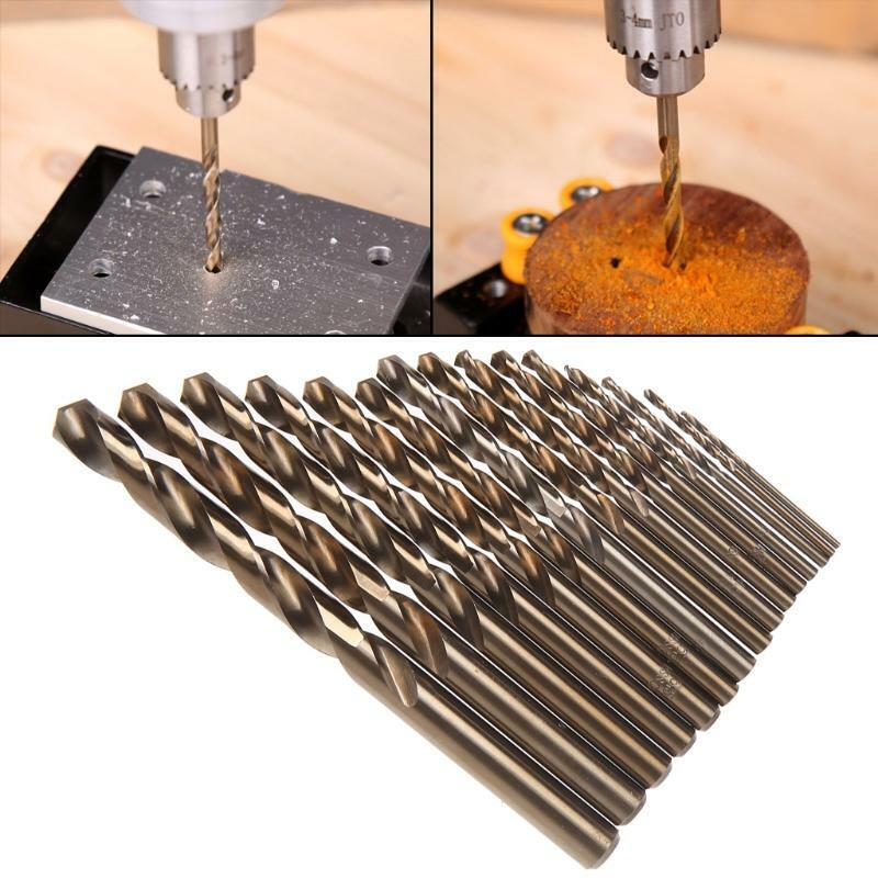 15Pcs High Speed Steel M35 HSS Cobalt Twist Drill Bit Set 1.5-10mm Power Tools