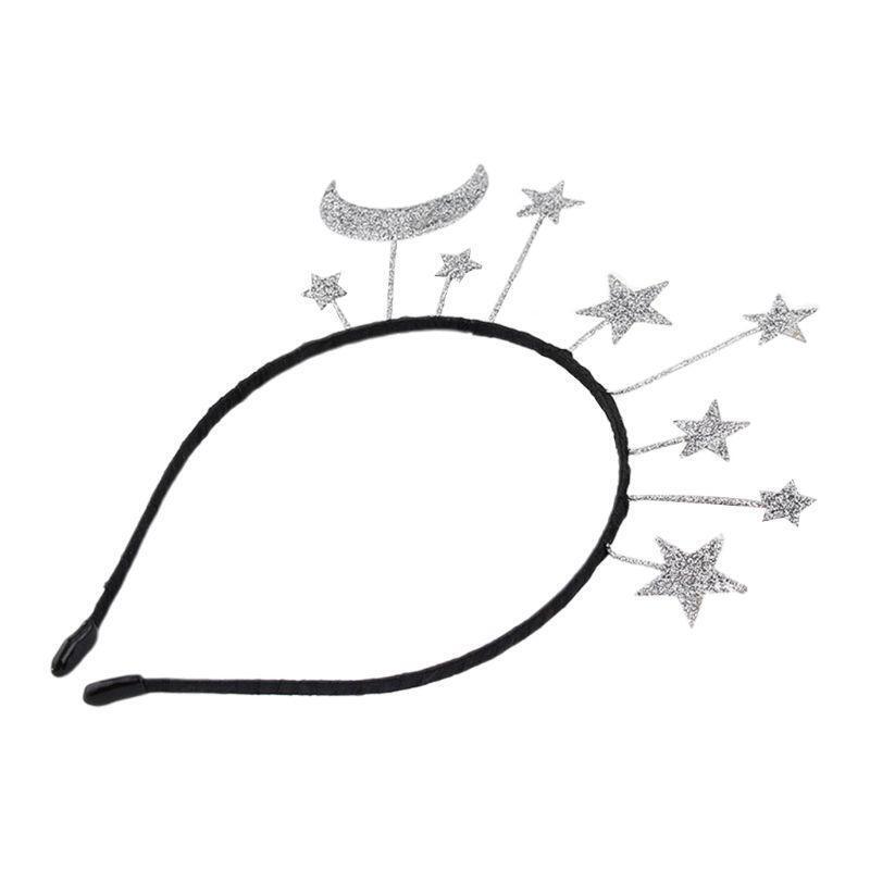 Princess Girl Halloween Party Crown Headband Glitter Powder Moon Star Charms