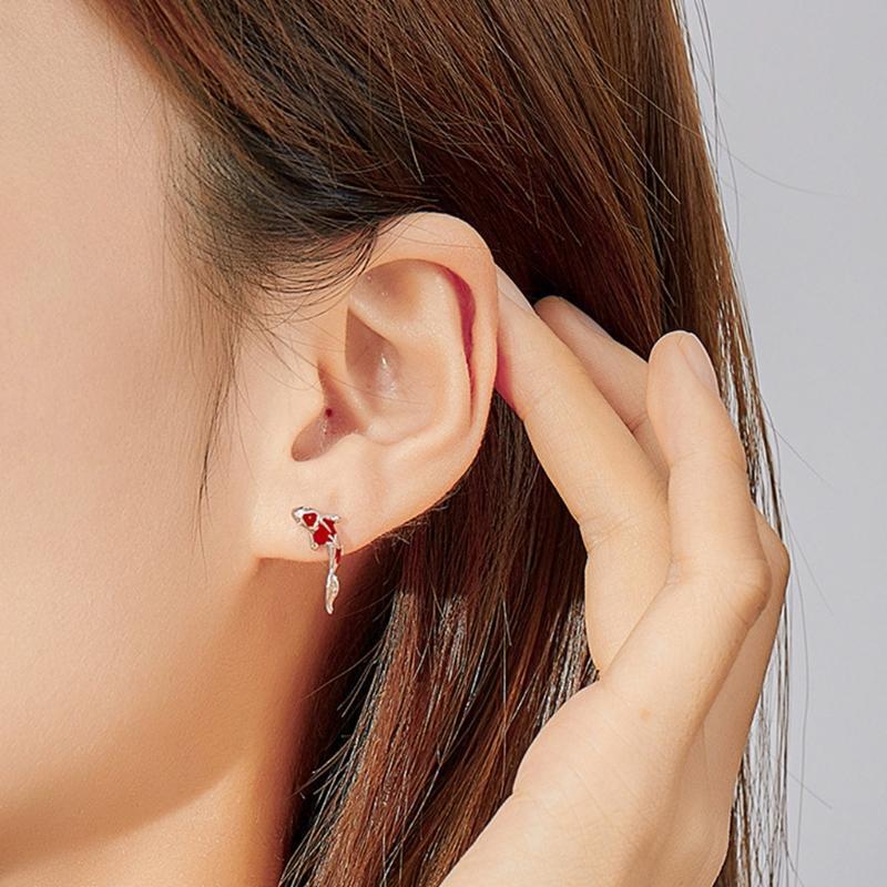 Lucky Koi Red Enamel Stud Earrings Fish Ear Studs Valentine's Day Jewellery Gift