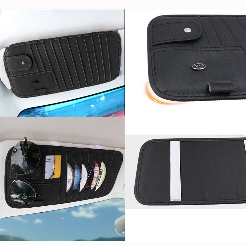 Coin Purse Sunglasses Case Sun Visor Storage Bag CD DVD Holder Card Clip