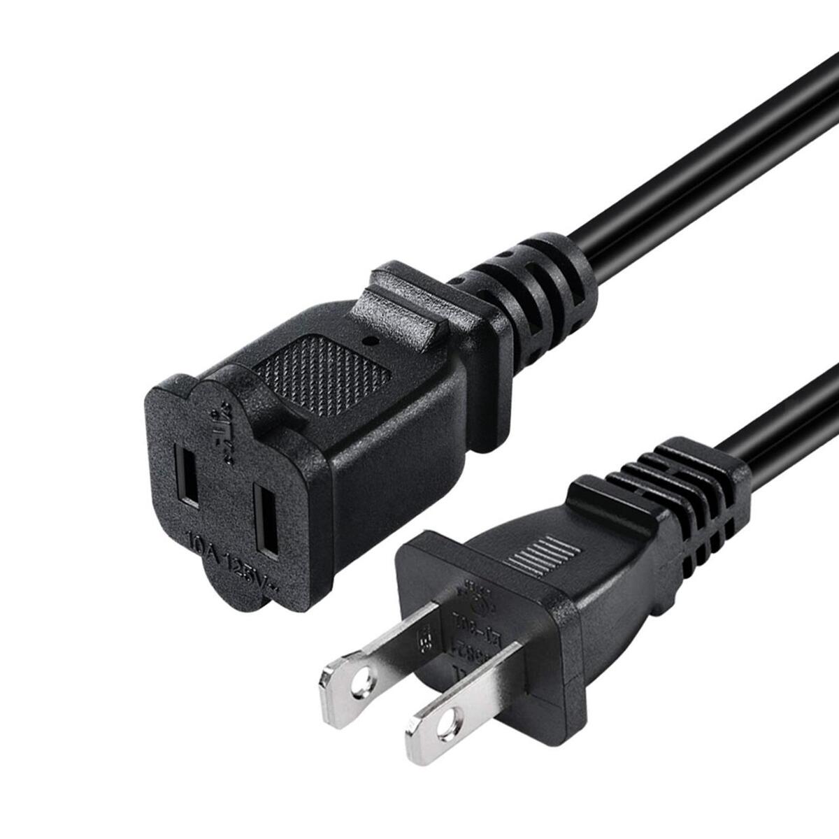 US 2 Prong Polarized Male to Female Extension Cord 2 Outlet 13A/125V 32cm