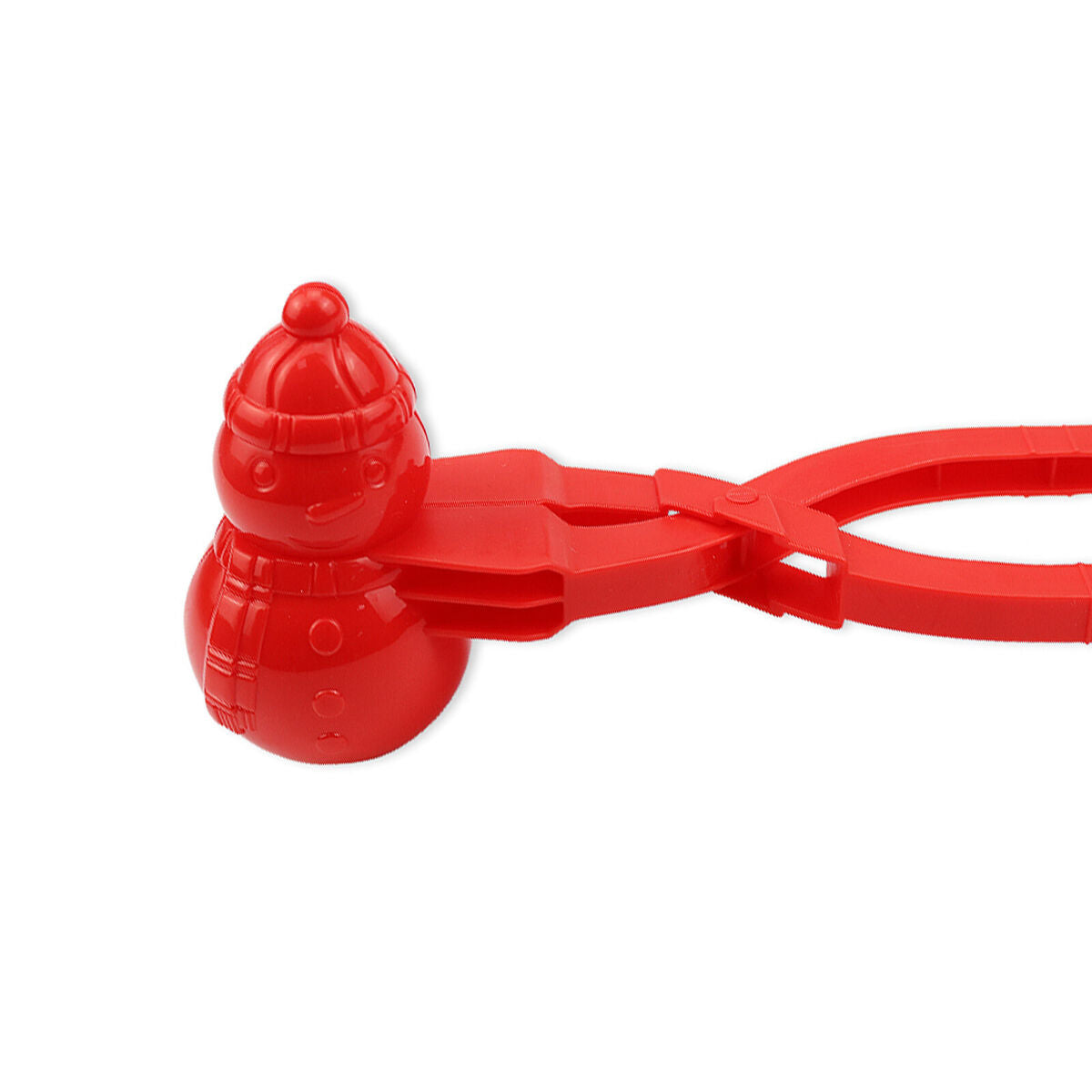 Snowball Maker Tool Snowman Shape DIY Snow Ball Tongs with Handle (Red)