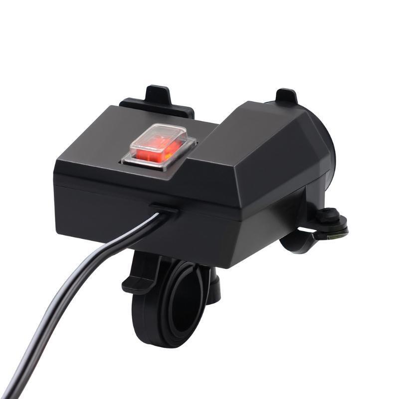 Waterproof Dual USB LED Voltmeter Cigarette Socket With Switch Car Motorcycle