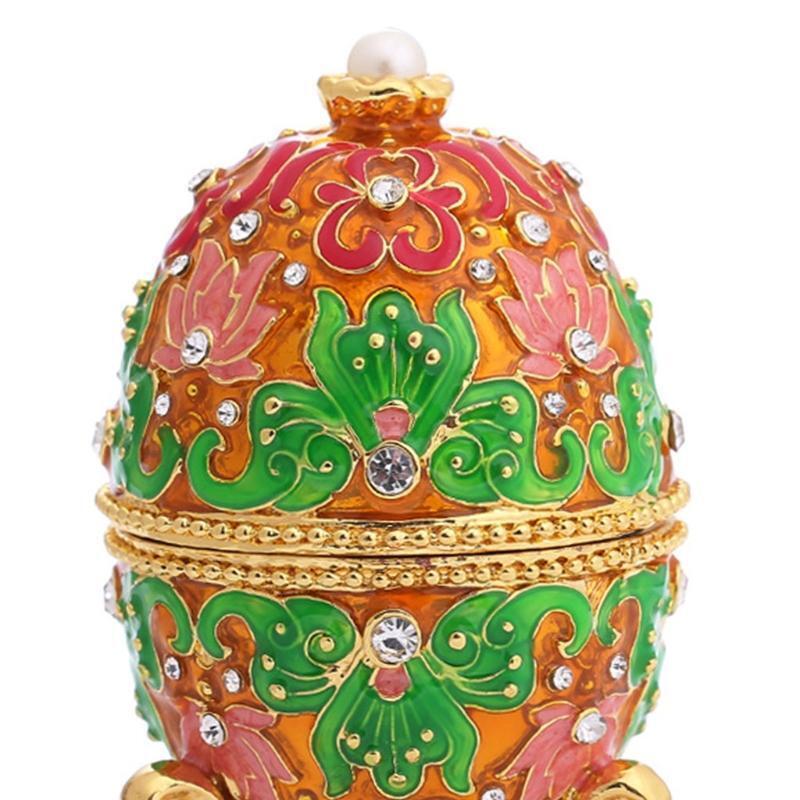 Trinket Box with Enamel & Sparkling Rhinestones for Jewelry Luxurious Home Decor