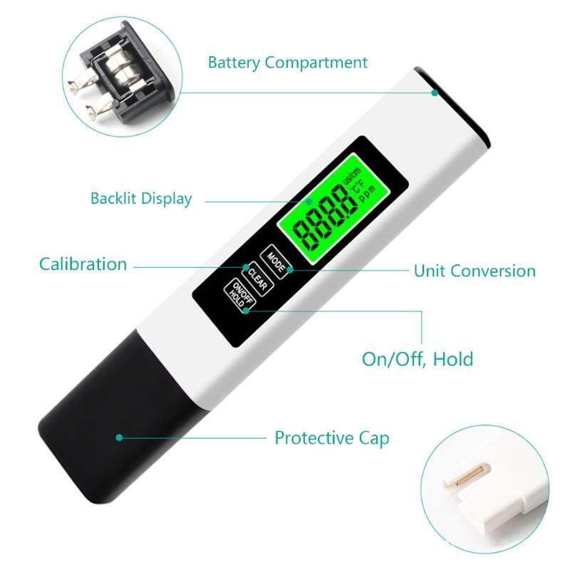 3 in 1 LCD Digital TDS EC PPM Meter Water Quality Purity Tester Drinking Monitor
