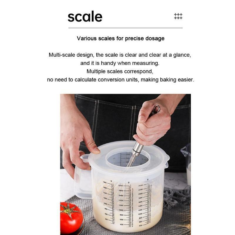 2.5L Baking Measuring Cup Scale Mixing Bowl with Lid Transparent Home Mixing Cup