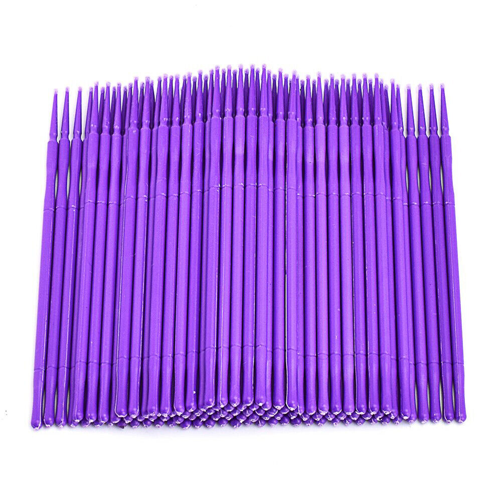 100pcs Disposable Cotton Swabs Tattoo Makeup Eyelash Tattoo Swabs(Purple)
