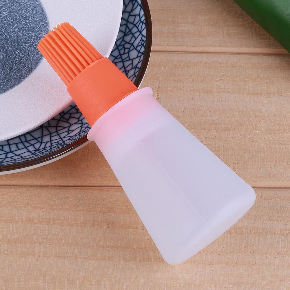 1pc Heat Resisting Silicone Grill Oil Bottle BBQ Basting Brush Tool(Orange)