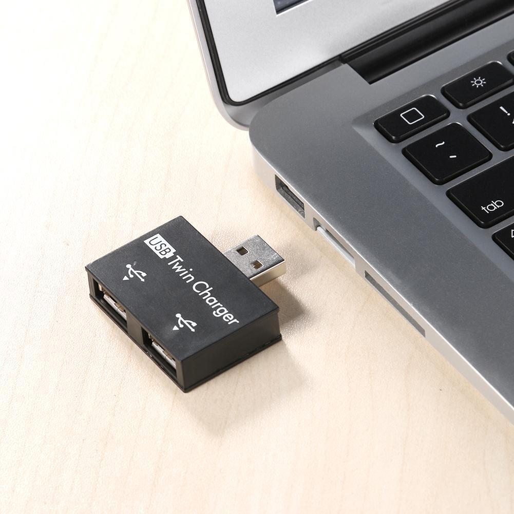 USB2.0 Male to Twin Charger Dual 2 Port USB Splitter Hub Adapter Converter