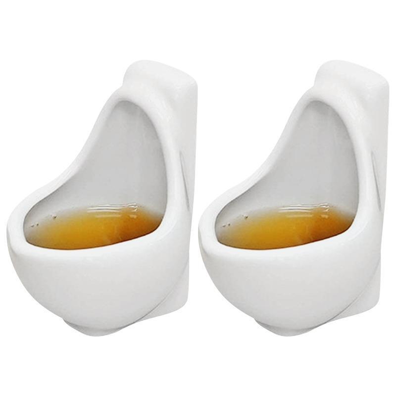 2 Pieces Urinal Shot Ceramic Mug Coffee Cup Personal Cup Ceramic Cup Durable