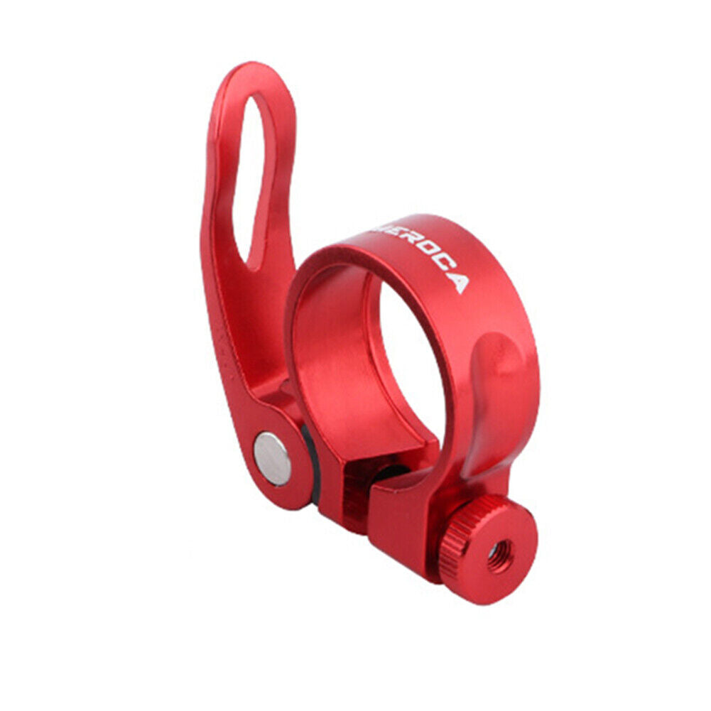 MTB Bike Road Quick Release Seat Post Clamp Saddle Tube Clip (Red 34.9mm)