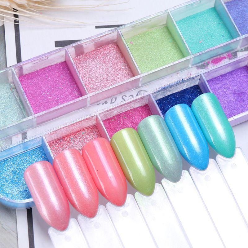12 Colors Ultrafine Glitter Nail Art Shimmer Powder Dust Coating Pigment DIY