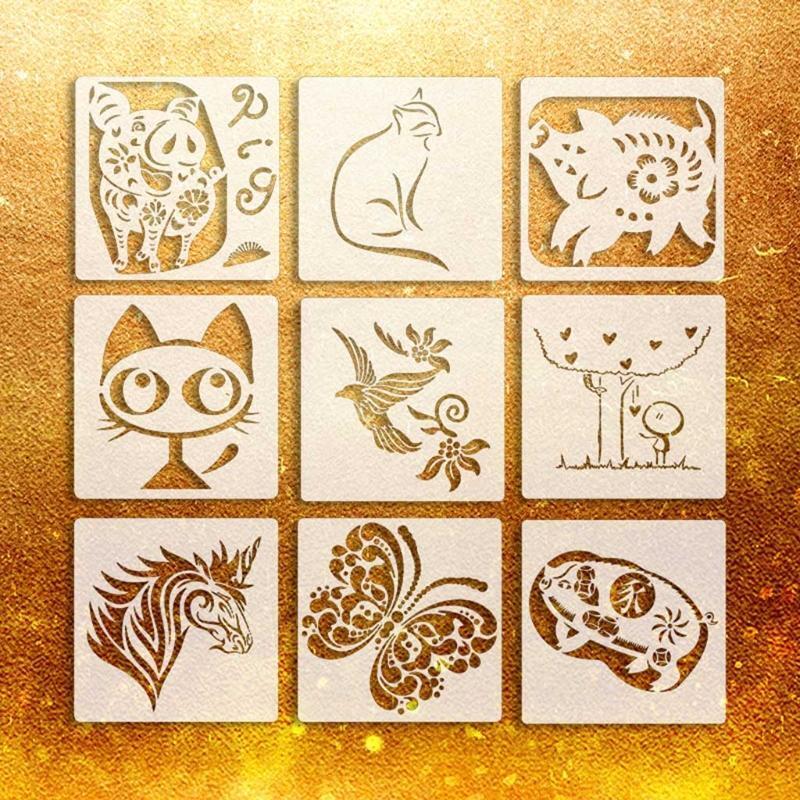 9pcs Multi-purpose Painting Stencil Kit DIY Drawing Stencil Template for Decors