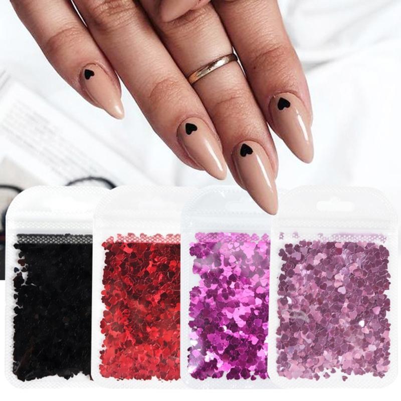12 Color Holographic PET Glitter Flakes Heart Nail Art Decorations Glitter Flake