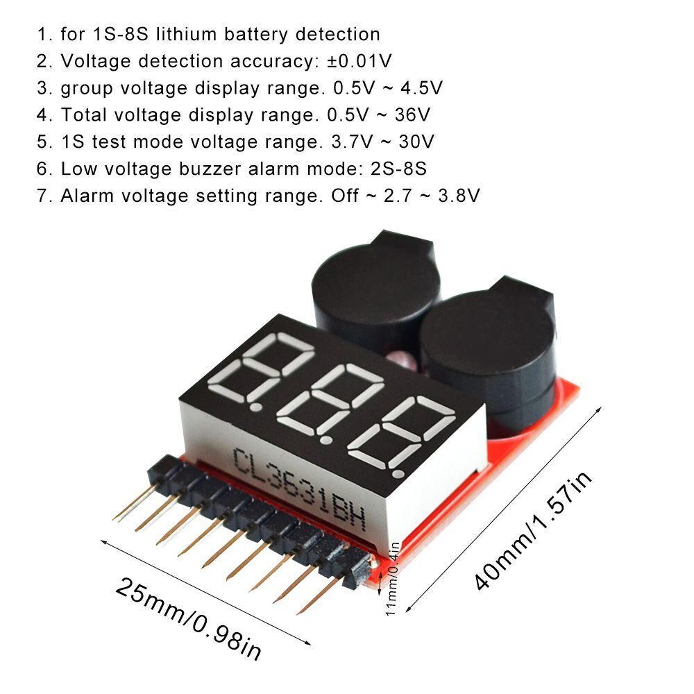Meter Tester Battery Low RC Voltage Display Lipo Battery Monitor Alarm Buzzer