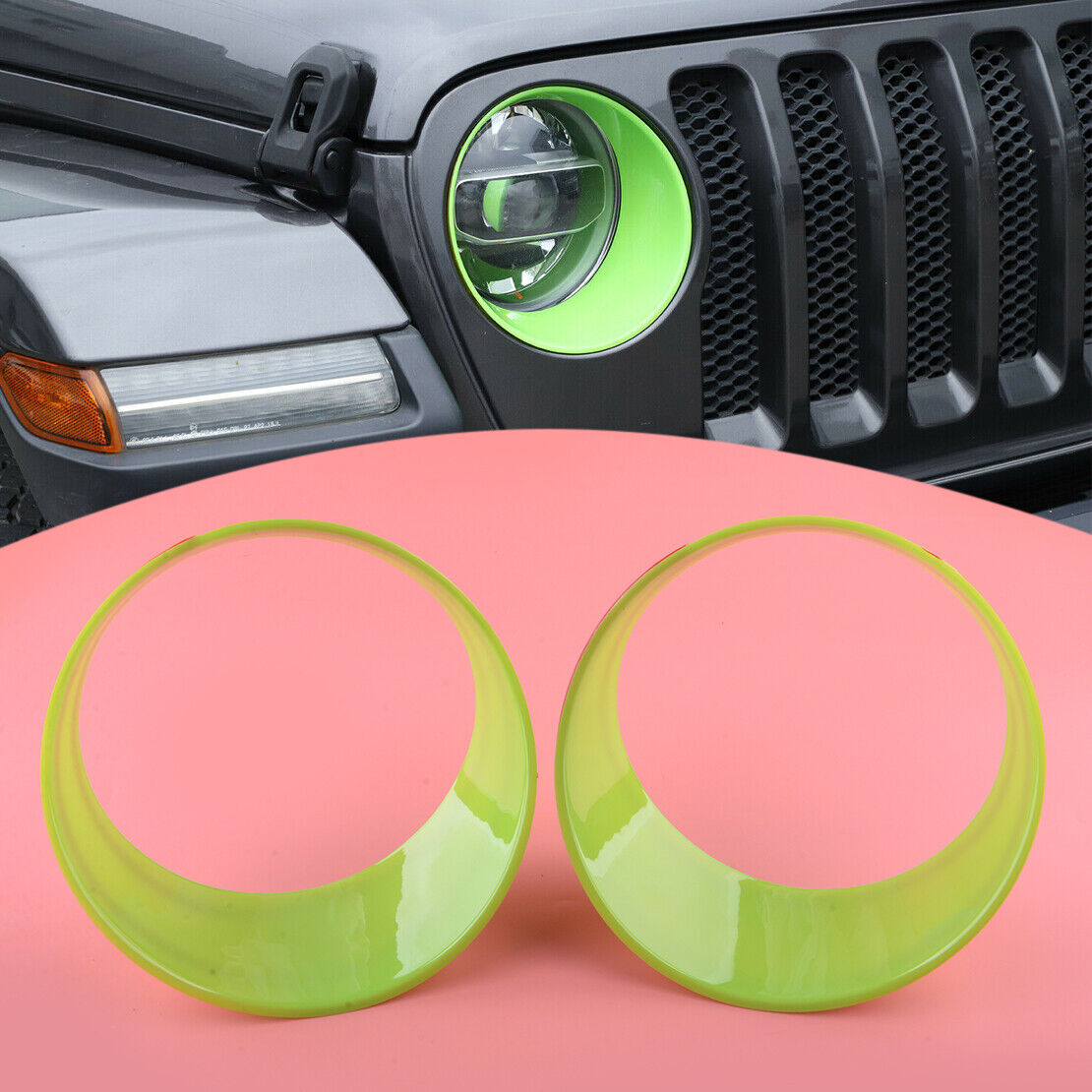 Headlight Lamp Ring Cover Trim Bezels Decor fit for Jeep Wrangler JL 18-21 Acc