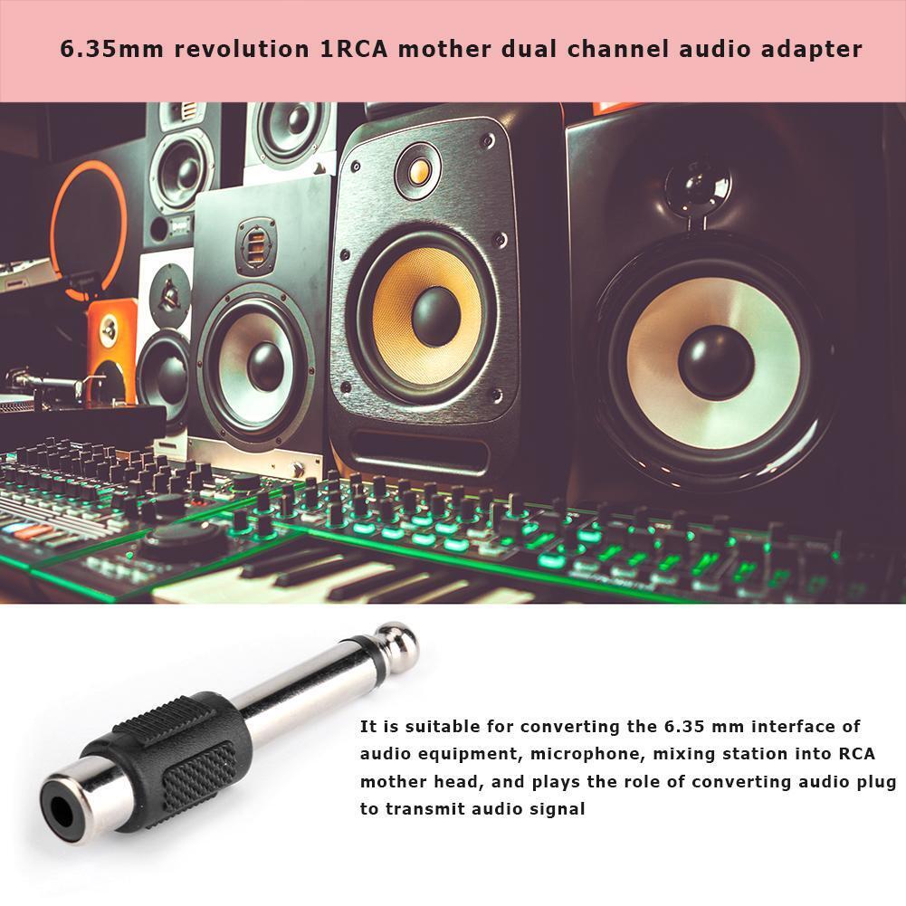 2pcs 6.5mm to RCA Male to Female Jack Plug Audio Video Converters Adapters