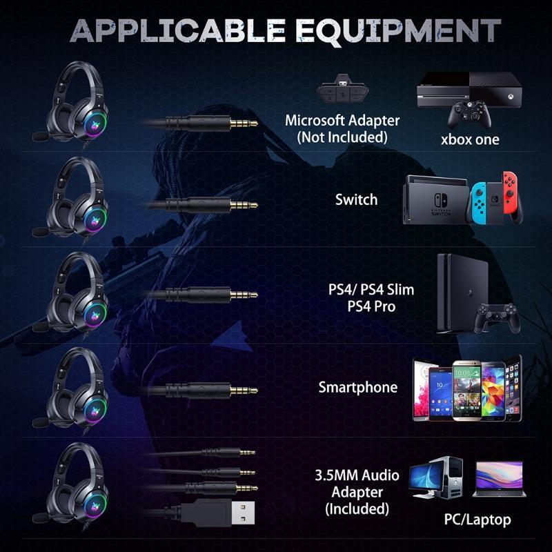 Gaming Headsets Memory Foam Ear Pads Surround Sound Stereo Games and Music