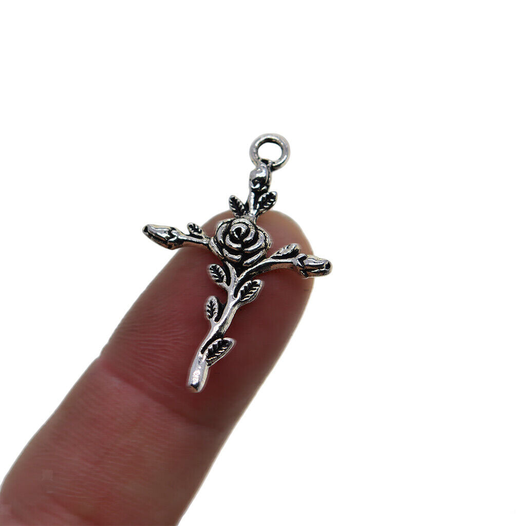 50 Pieces Tibetan  Floral  Charms Pendants for DIY Jewelry