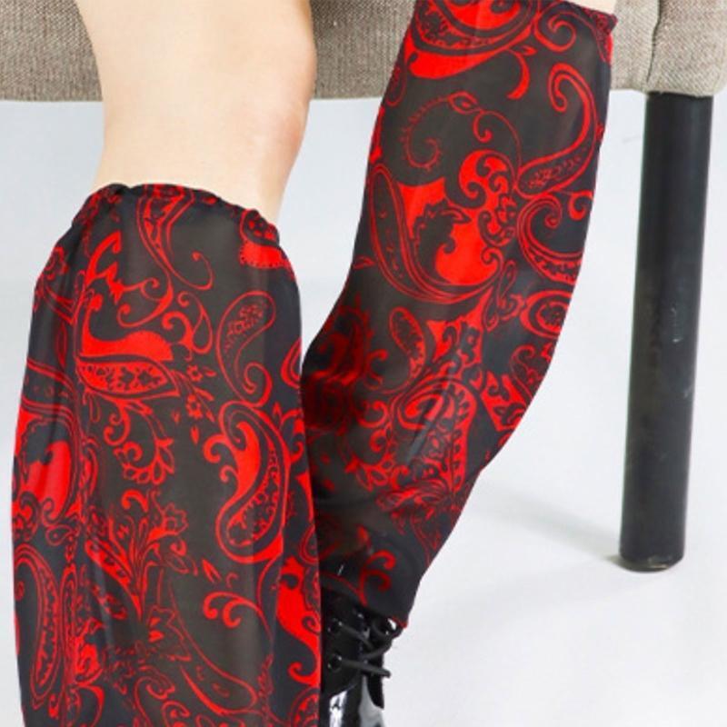 Women Gothic Baroque Thin Leg Warmers Lolita Paisley Foot Cover Knee High Socks