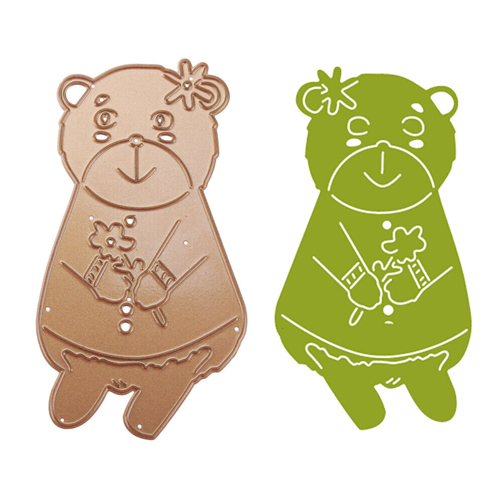 Bear Wear Flower Cutting Dies Stencils Scrapbook Embossing DIY Craft Card -