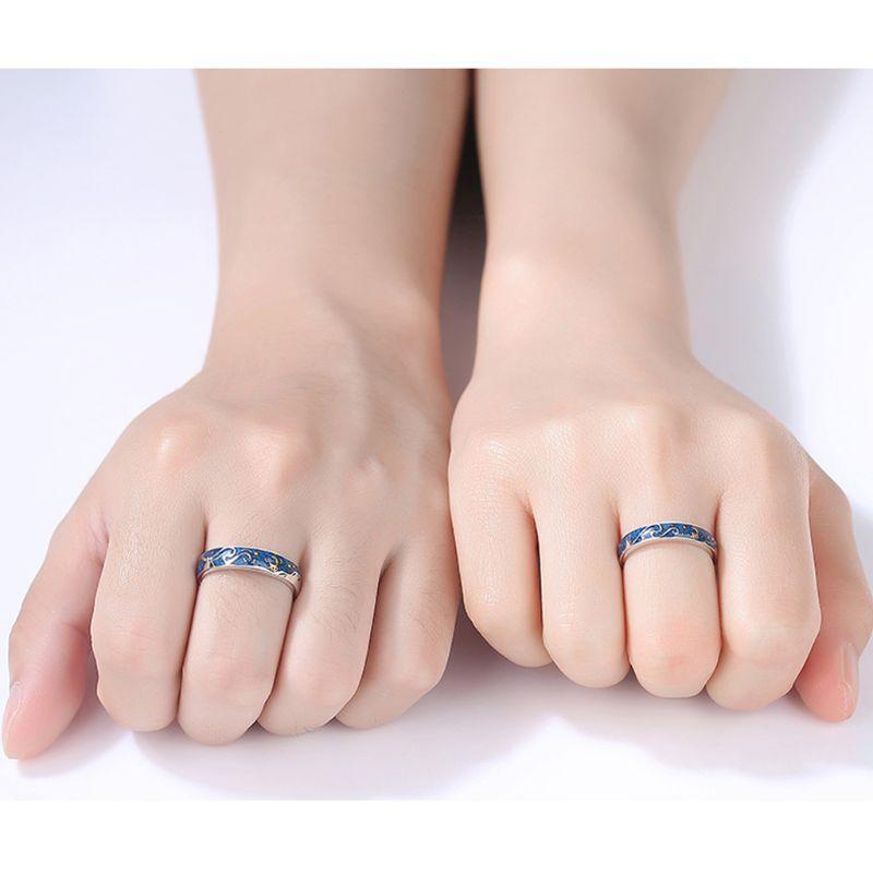 1 Pair Starry Sky Reindeer Ring Adjustable Couple Rings for Street Shooting