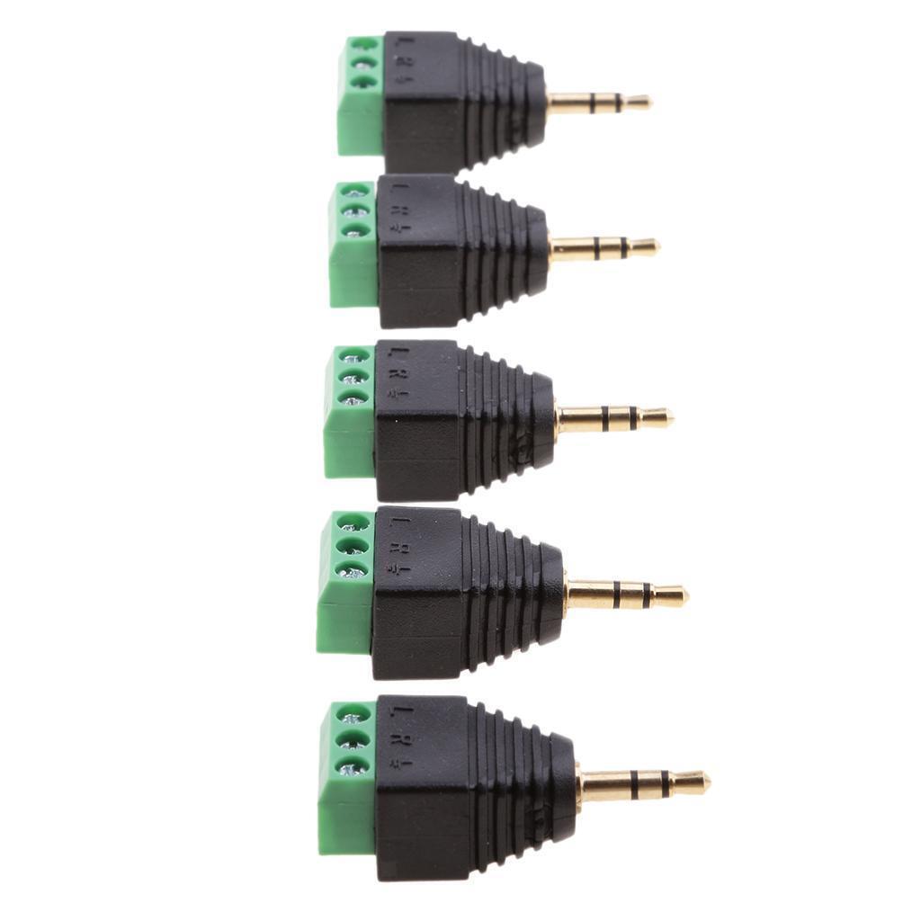 20 Packs 3.5mm 3 Pole Stereo Audio Vedio Male to 3 Screw Terminal