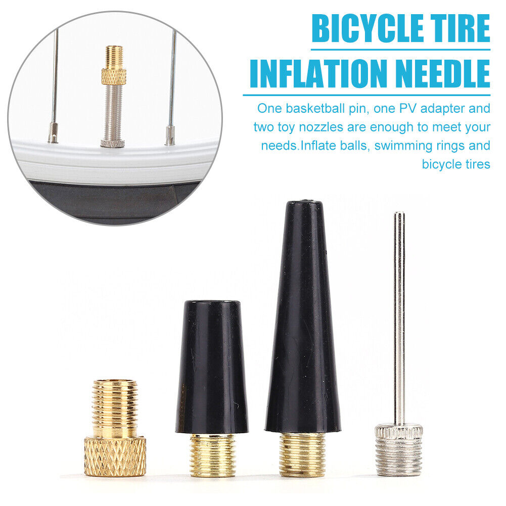 4pcs/set Ball Needle Nozzle Adapter Kit Bicycle Tire Inflate Pump Parts
