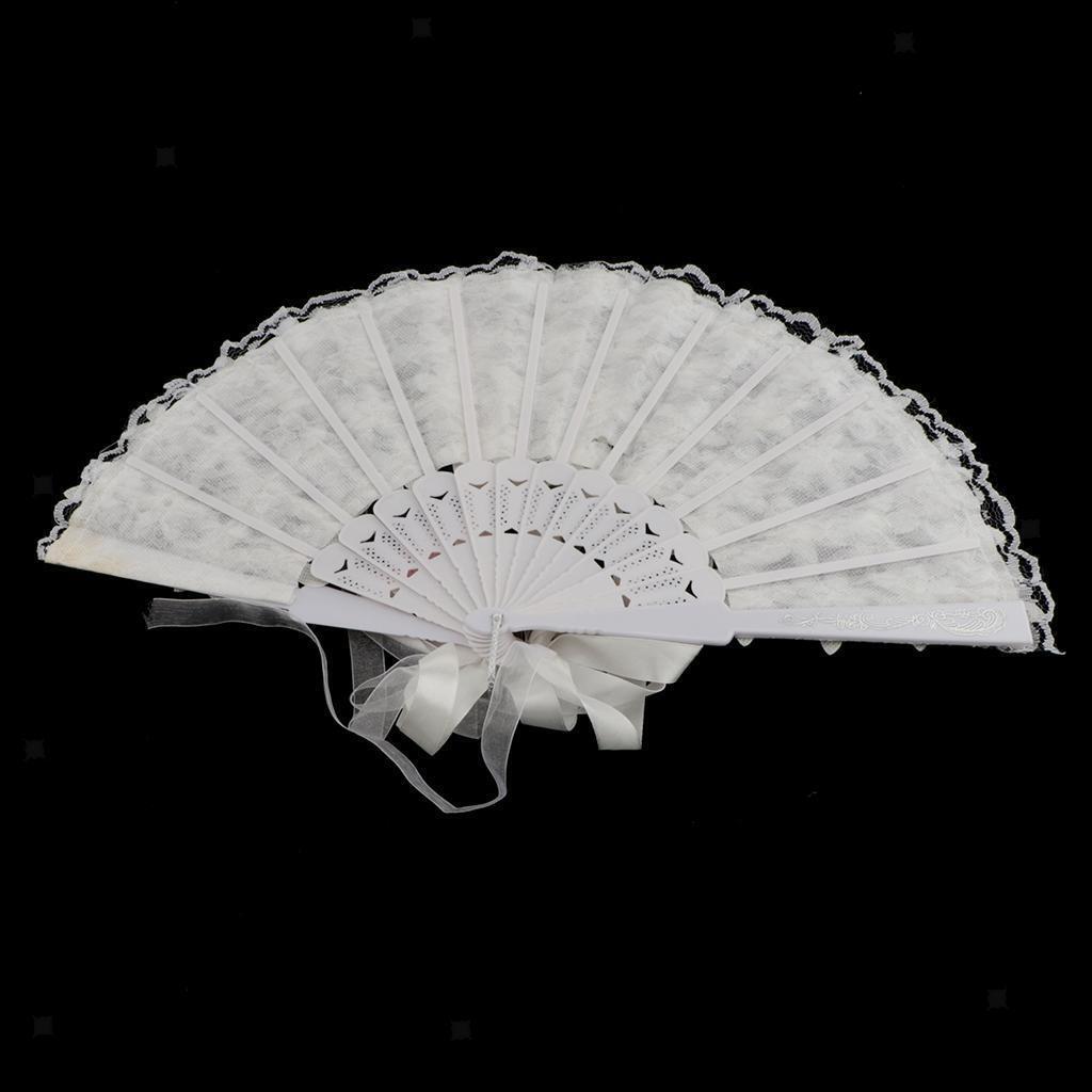 Classic Foldable Lace Flower Fan Wedding Ceremony Photo Props Bride White