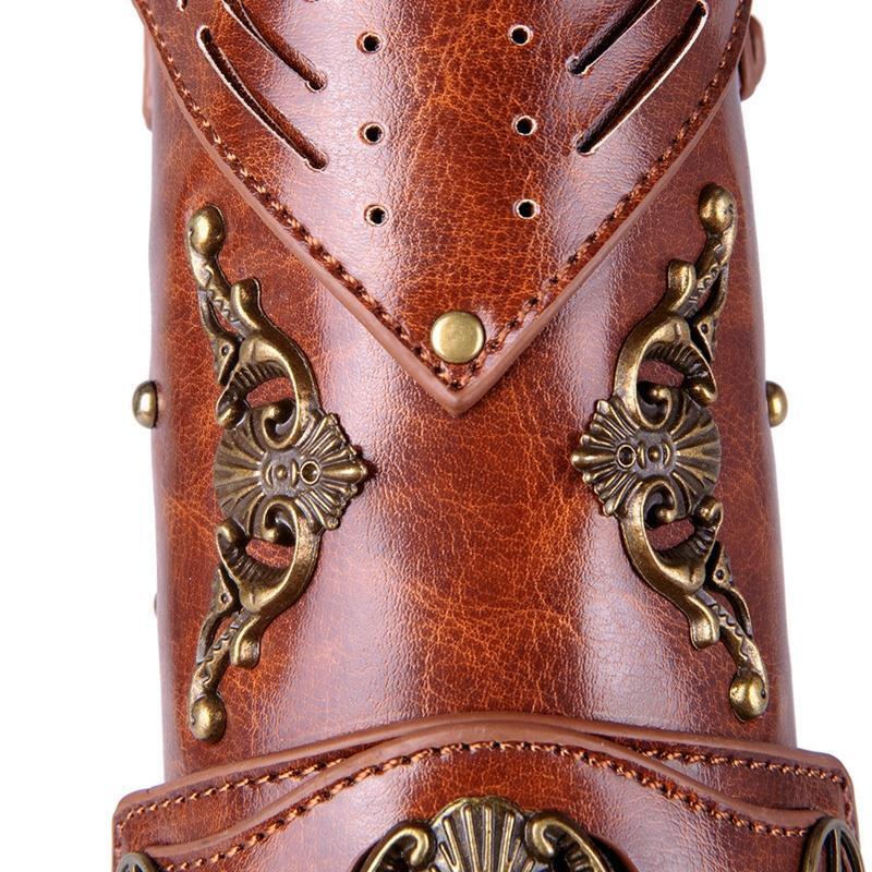 Gauntlet Wristband Medieval Vambrace Arm Cuff Buckle Watch Punk Gothic Leather