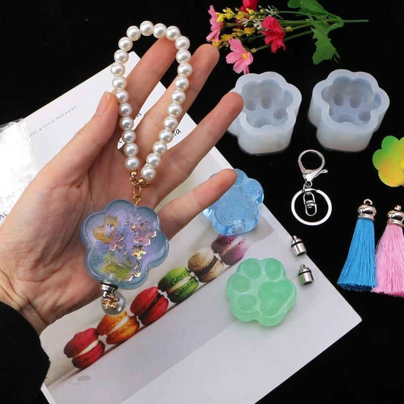Diamond Cat Paw Lamp Silicone Mould with Lights Tassel Open Ring Claw Nails