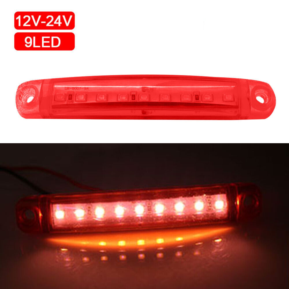 2pcs 9 LED Truck Side Marker Light Tail Parking Turn Signal Lamp (Red)