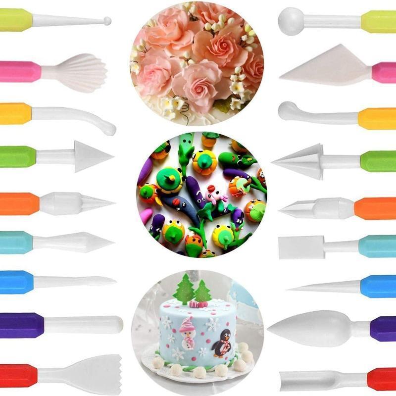 Kids Clay Sculpting Tools Circle Shape Cutters Cake Decorating Double-Head 63pcs