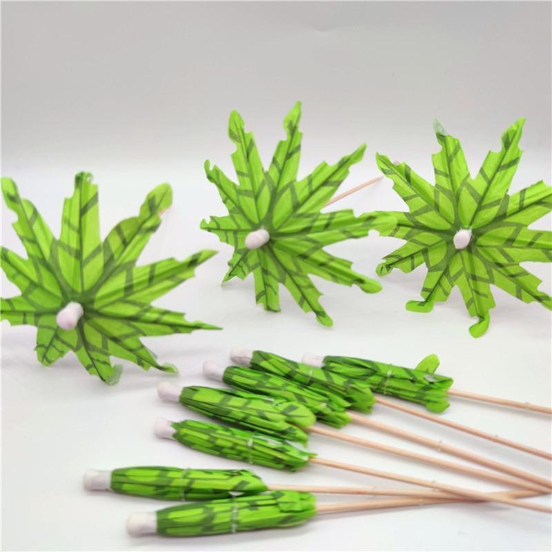 Umbrellas Green Coconut Palm Tree Fruit Sticks Cupcake Toppers for Party