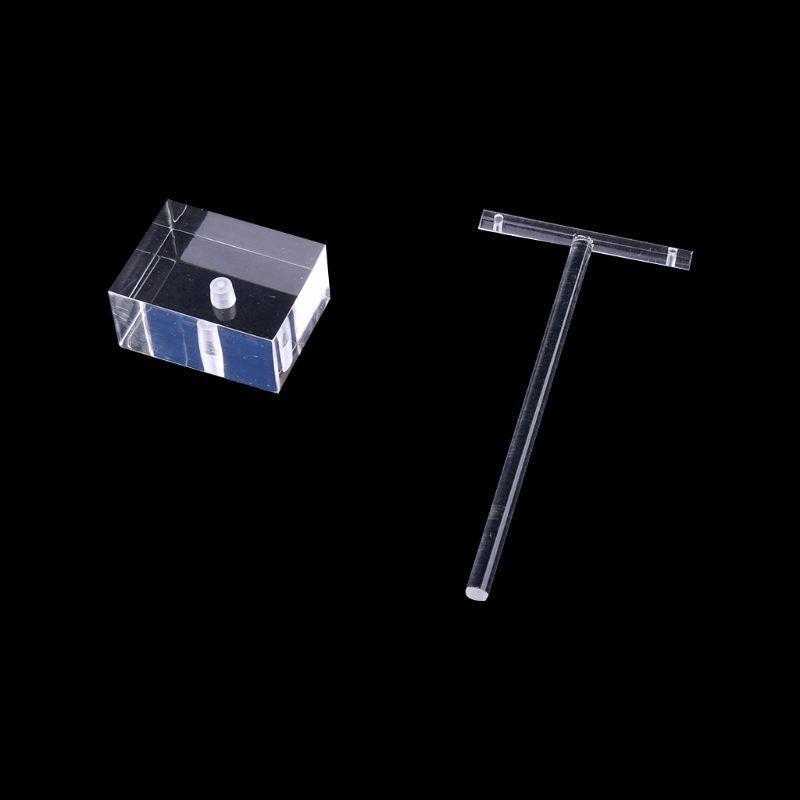 Earrings Jewelry Display T Bar Stand Holder Rack Organic Glass 2Pcs