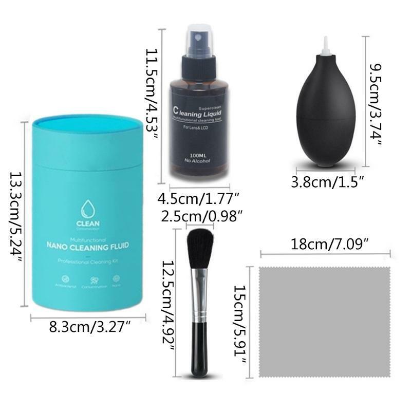 5 in 1 Professional DSLR CCD Lens Cleaning Kit with 100ml Nano Cleaning Fluid