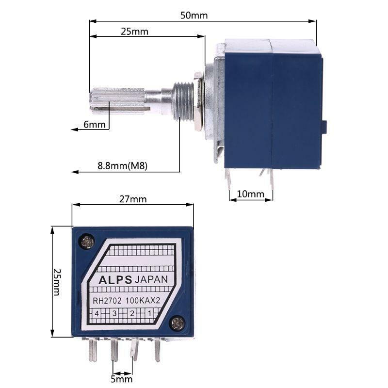 Potentiometer RH2702 8 Pin Serrated Split Shaft 6MM Precision 27-type A100K 100K