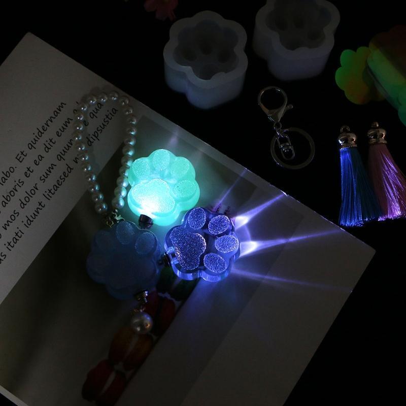 Diamond Cat Paw Lamp Silicone Mould with Lights Tassel Open Ring Claw Nails