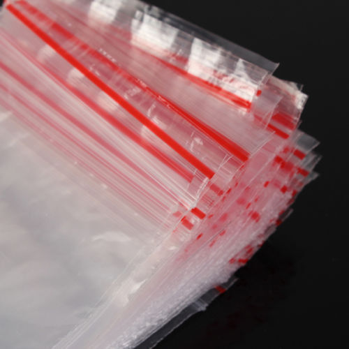 100PCS 10X7cm Resealable Zip Lock Plastic Bags Reseal Clear Clip