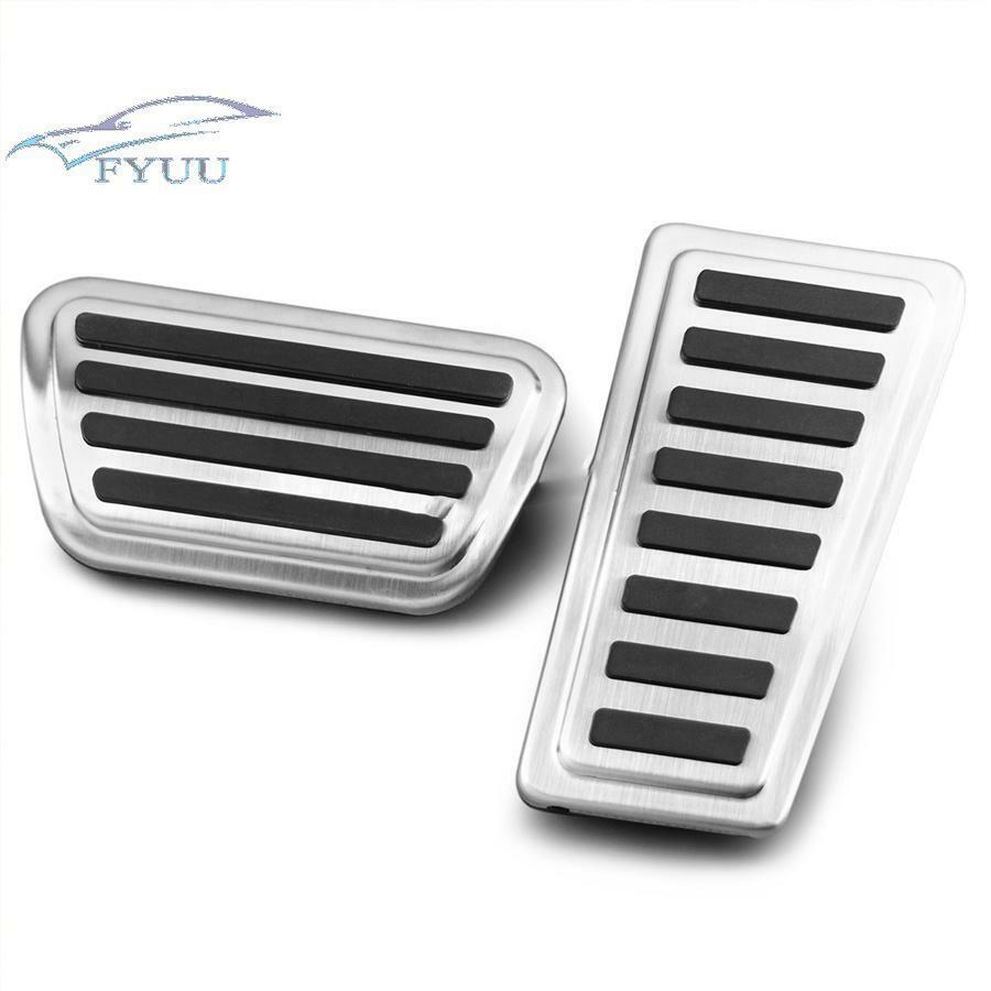 Gas & Brake Pedal Cover Brushed Stainless Steel W/ TPE Rubber For 19-21 Ram 1500