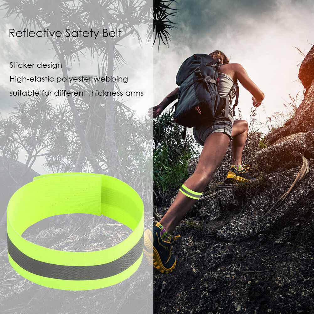 2x Night Reflective Bike Safety Armband Outdoor Sports Arm Strap (Green)