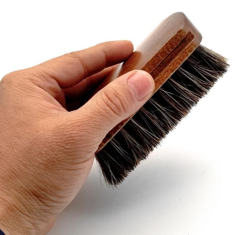 Horsehair Leather Bristles Car Detailing Polishing Buffing Brush with WoodHandle