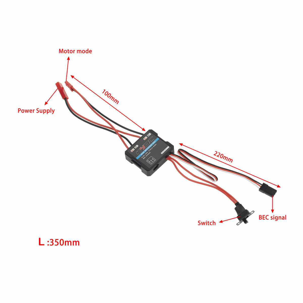 40A Brush Electric  Controller ESC for RC 1:16 1:18 RV Short Truck Car