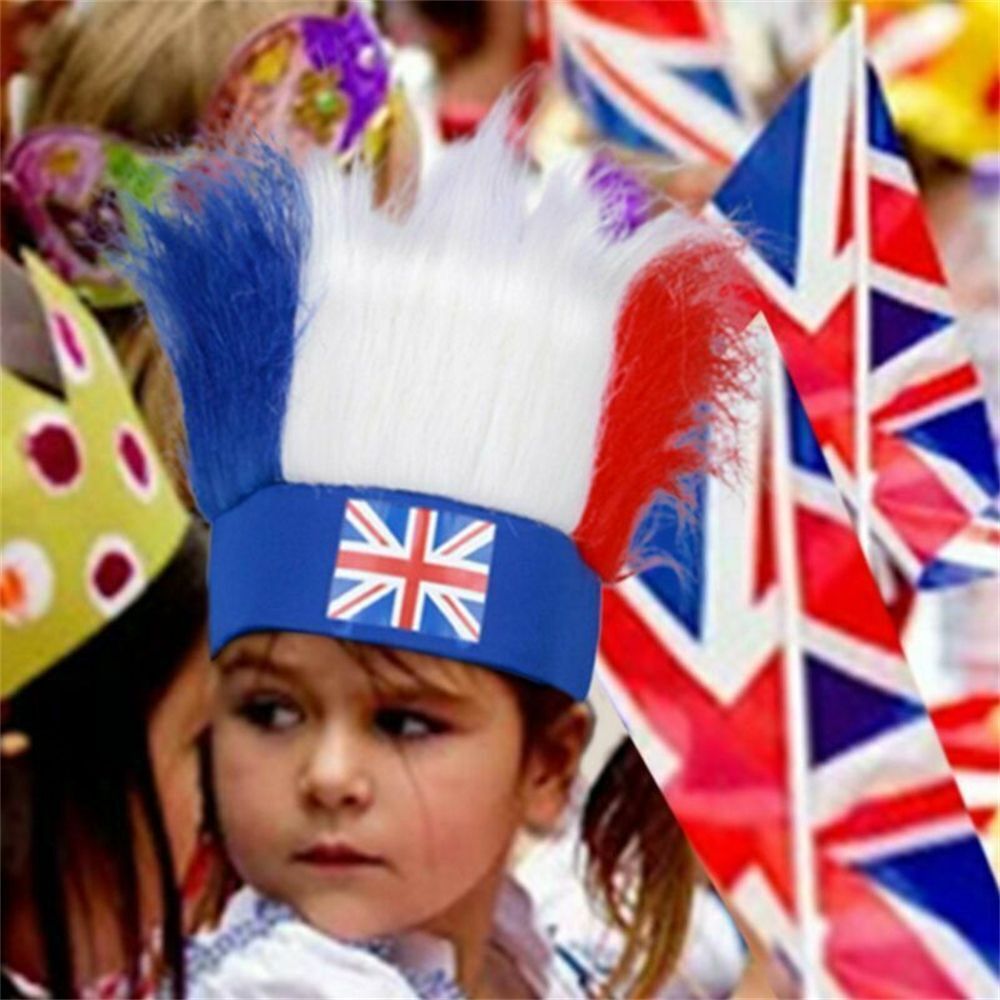 Dress Jubilee Hats Red White Blue Headband Wig Union Jack Flag Head Covers