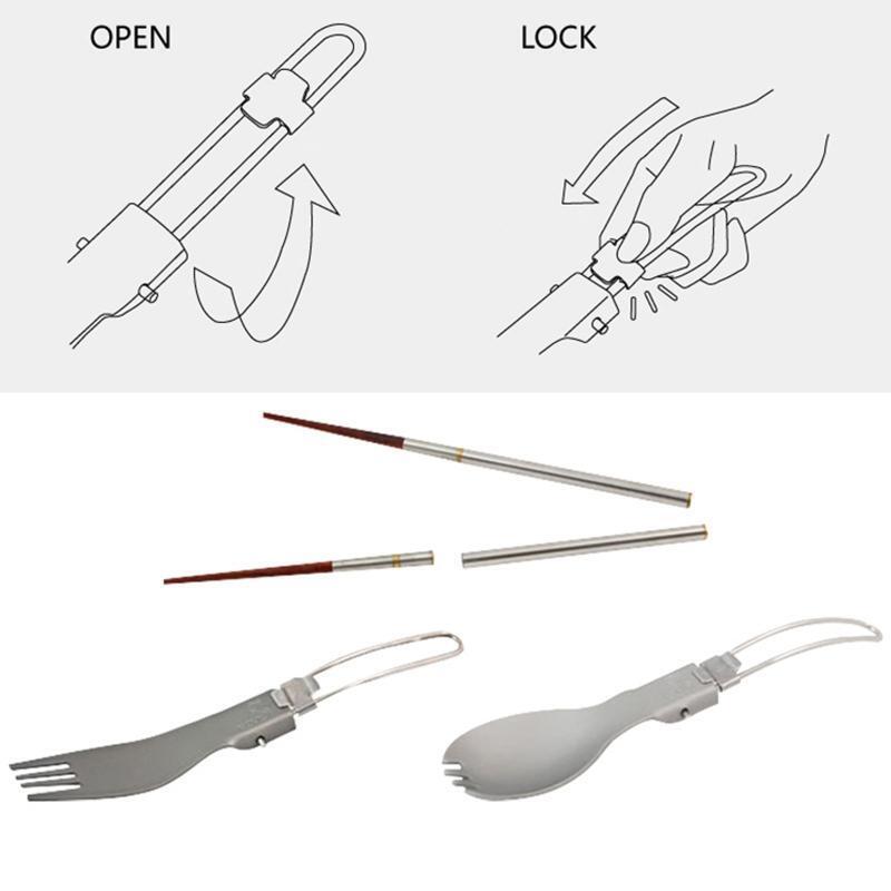 3 pcs Folding Dinner Flatware Utensils Stainless Steel Camping Picnic Durable