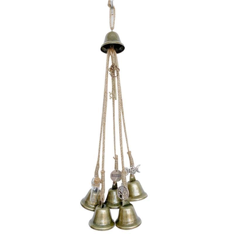 Wind Chimes Hemp Rope Bell Door Charm Witchcraft Decor Home Wall Hanging