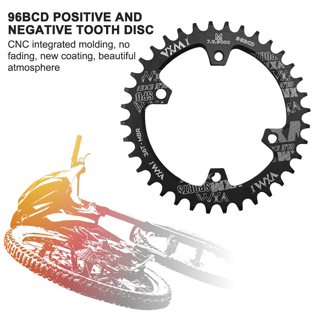 MTB Bike Chainring Bicycle Crankset Narrow Wide Chain 96BCD (Black 36T)