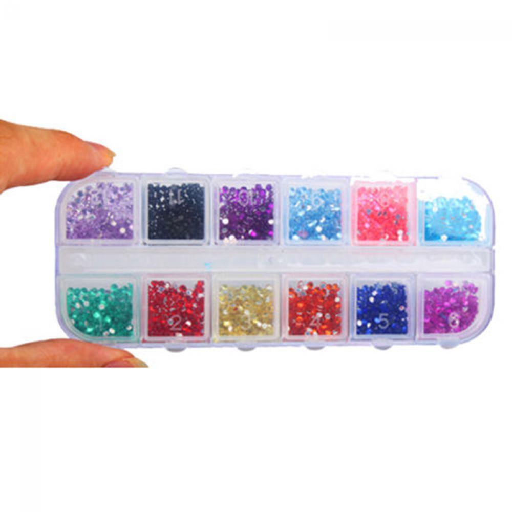 3600Pcs Women Glitter Manicure DIY Acrylic Tips Rhinestone Nail Art UV Gel