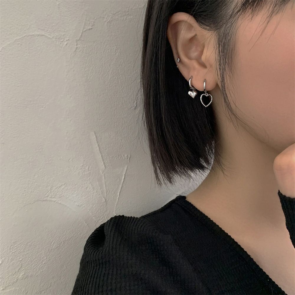 Gift Irregular Earrings Drop Earrings Jewelry Asymmetry Love Heart Earrings