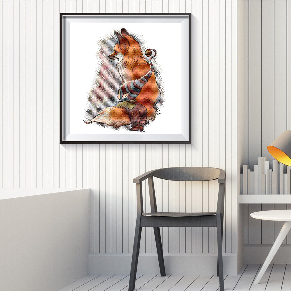 Partial Embroidery DIY Fox Dwarf Needlework 14CT Counted Kit Cross Stitch